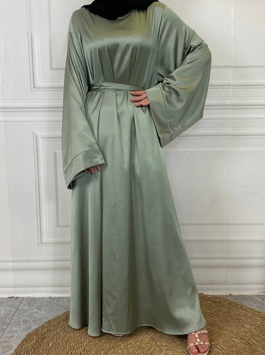 Kiara Satin Belted Maxi Dress - Abaya®